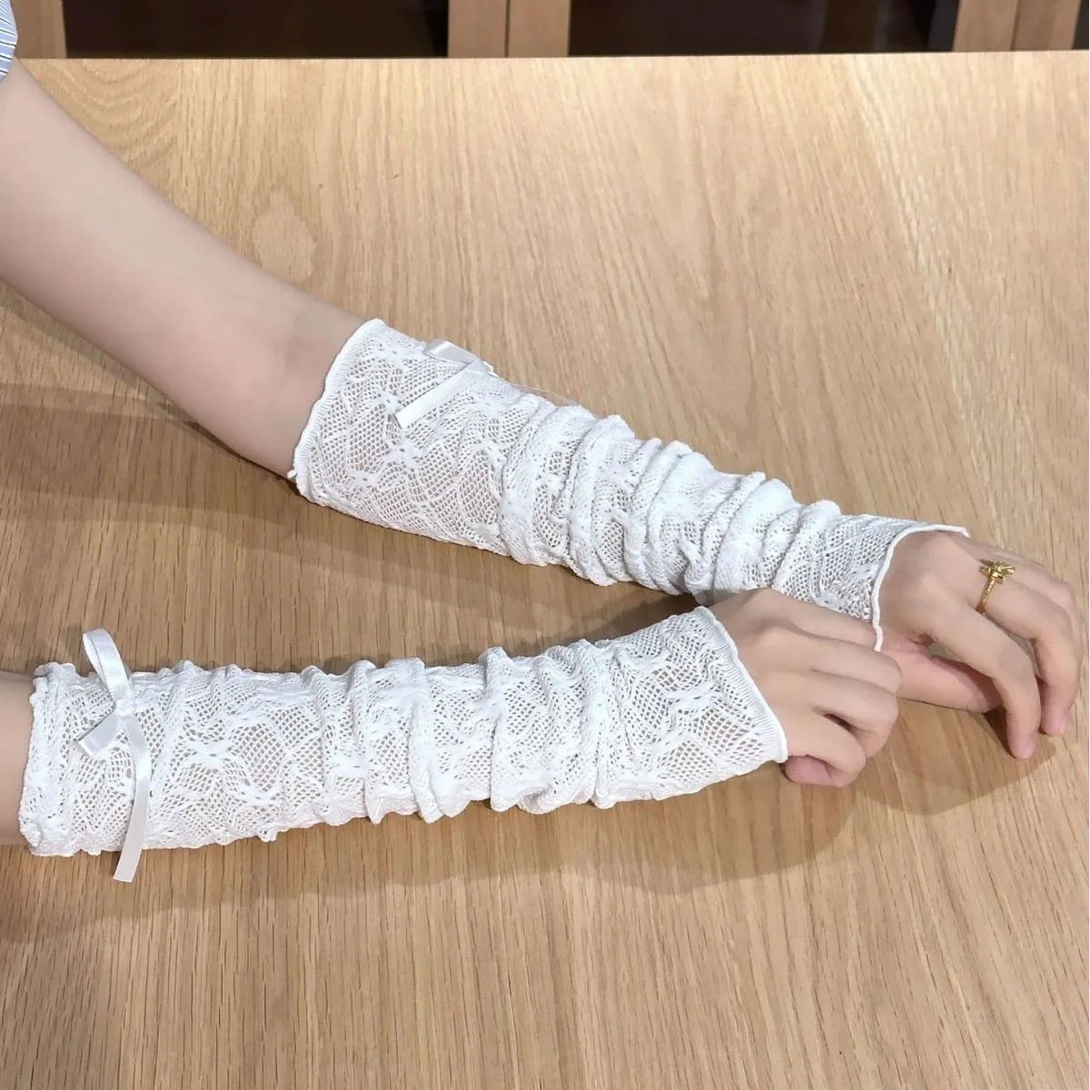 슬리브 커프 로리타 코스프레 슬리브 고정 선 스크린 암 워머 로리타 액세서리 암 슬리브 보우 레이스 슬리브 레이스 니트