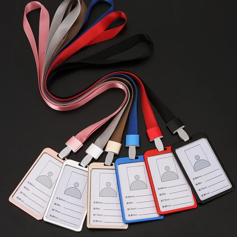 Matel permissão de trabalho caso cordão conjunto titular crachá passagem cartão de trabalho capa manga para funcionários trabalhadores id tag protetor crachá caso