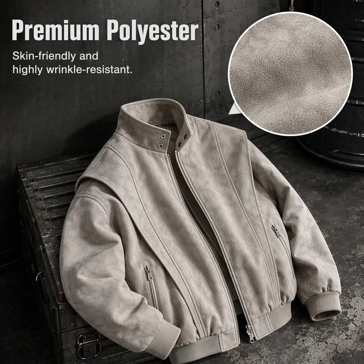 Autumn Winter New Mens Loose PU Leather Jacket Stand Collar Windproof Waterproof American Streetwear Outer Coat