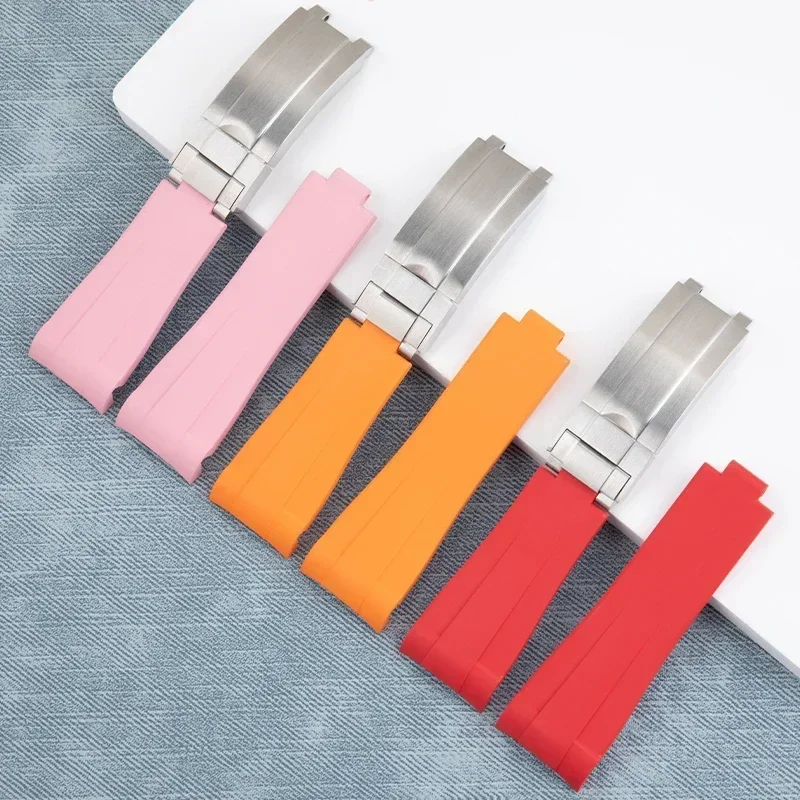 جديد FKM 21 مللي متر فلوروروبر طبيعة المطاط حزام الساعات اكسسوارات ل رولكس حزام 41 مللي متر الغواصة اكسبلورر 216570   مشبك منزلق قابل للطي