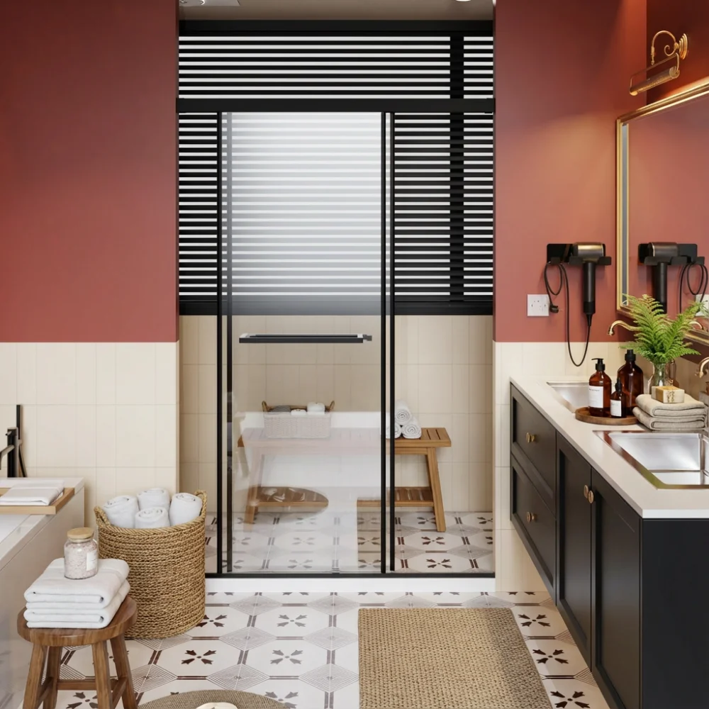 

Frameless 48x72 Shower Door: Aluminum Dual Sliding, Soft-Close Track, 30-Min Install, Leak-Proof Extended Threshold