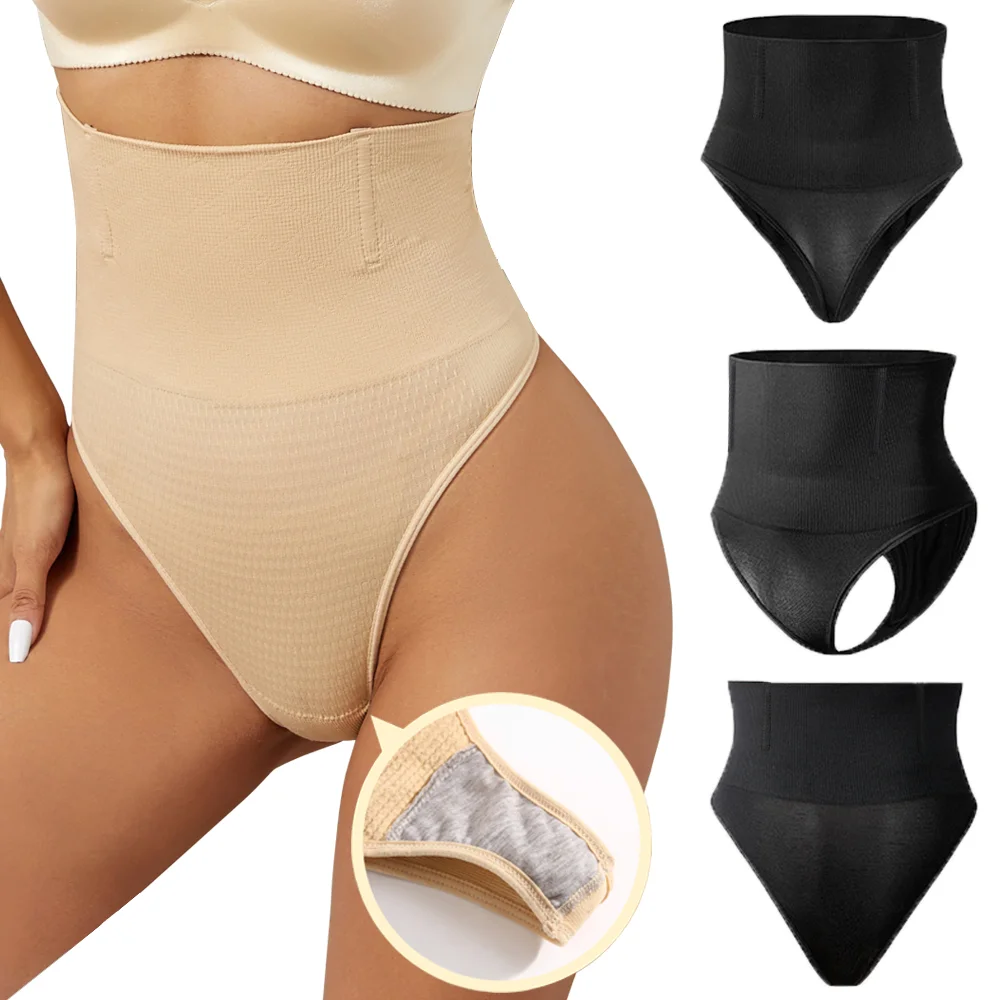 Bragas con Control de barriga de cintura alta para mujer, Tanga Sexy, ropa moldeadora de vientre, ropa interior adelgazante, bragas moldeadoras de cuerpo