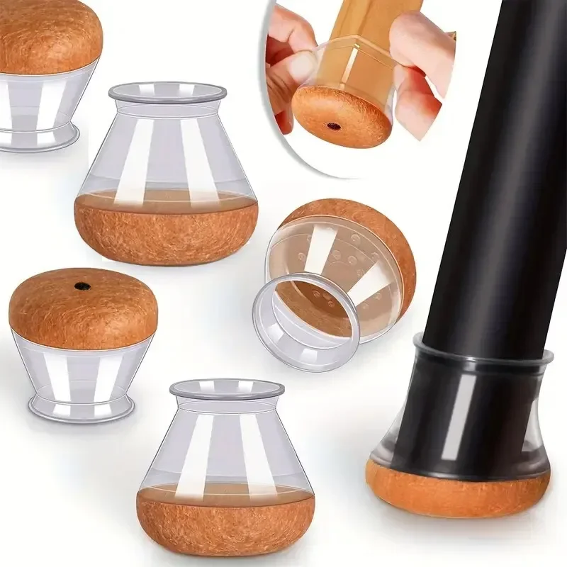 Anti-Slip Transparent Chair Leg Covers Thickened Silent Felt Furniture Protectors Wear Resistant Floor Buffers for Stools Tables