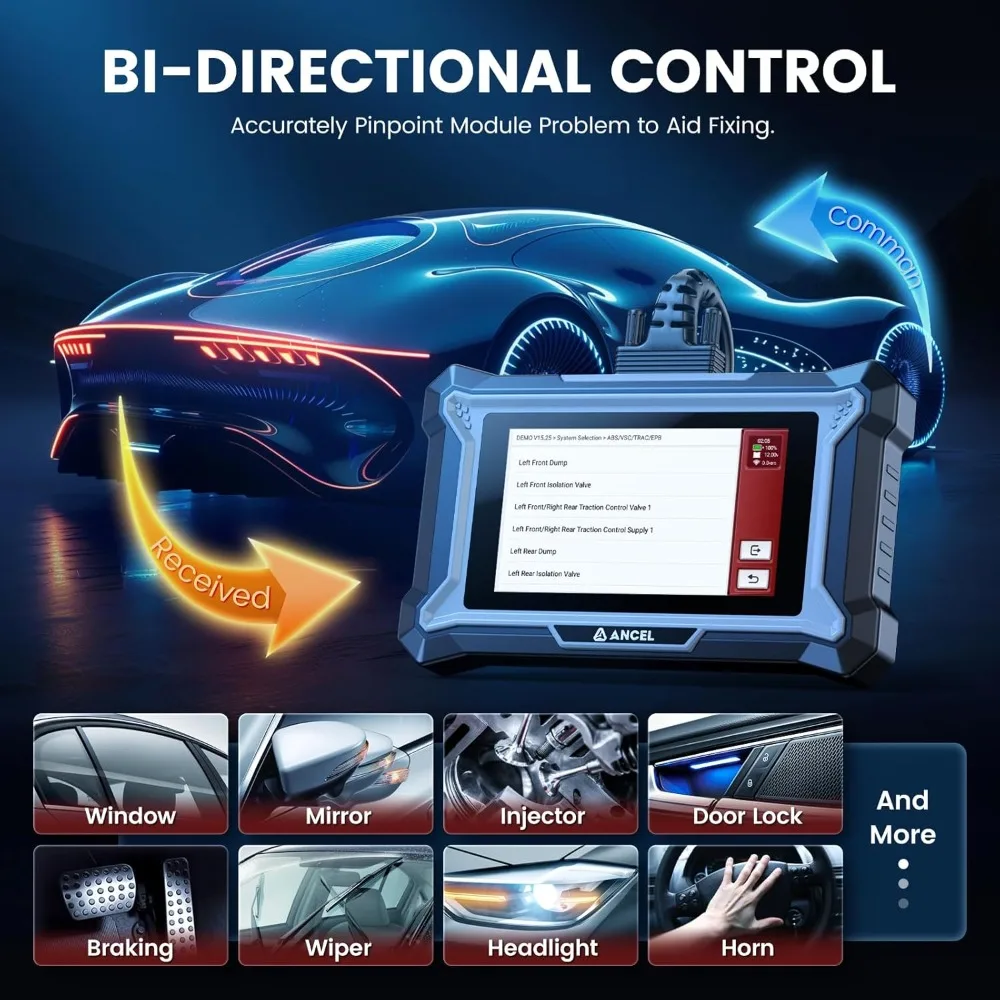 Full System Bidirectional Scanner 30+ Resets ABS Bleeding Gearbox Learn Battery Match SAS Oil Reset WiFi Updates