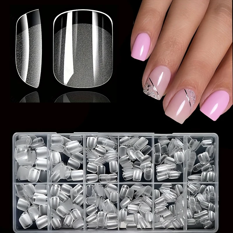 600 mittelgroße mandelförmige Nagelflicken, Mandel-X-Gel-Nagelflicken, transparente künstliche Nägel, vollständig abdeckende Acryl-Nagelflicken für die Nagelverlängerung