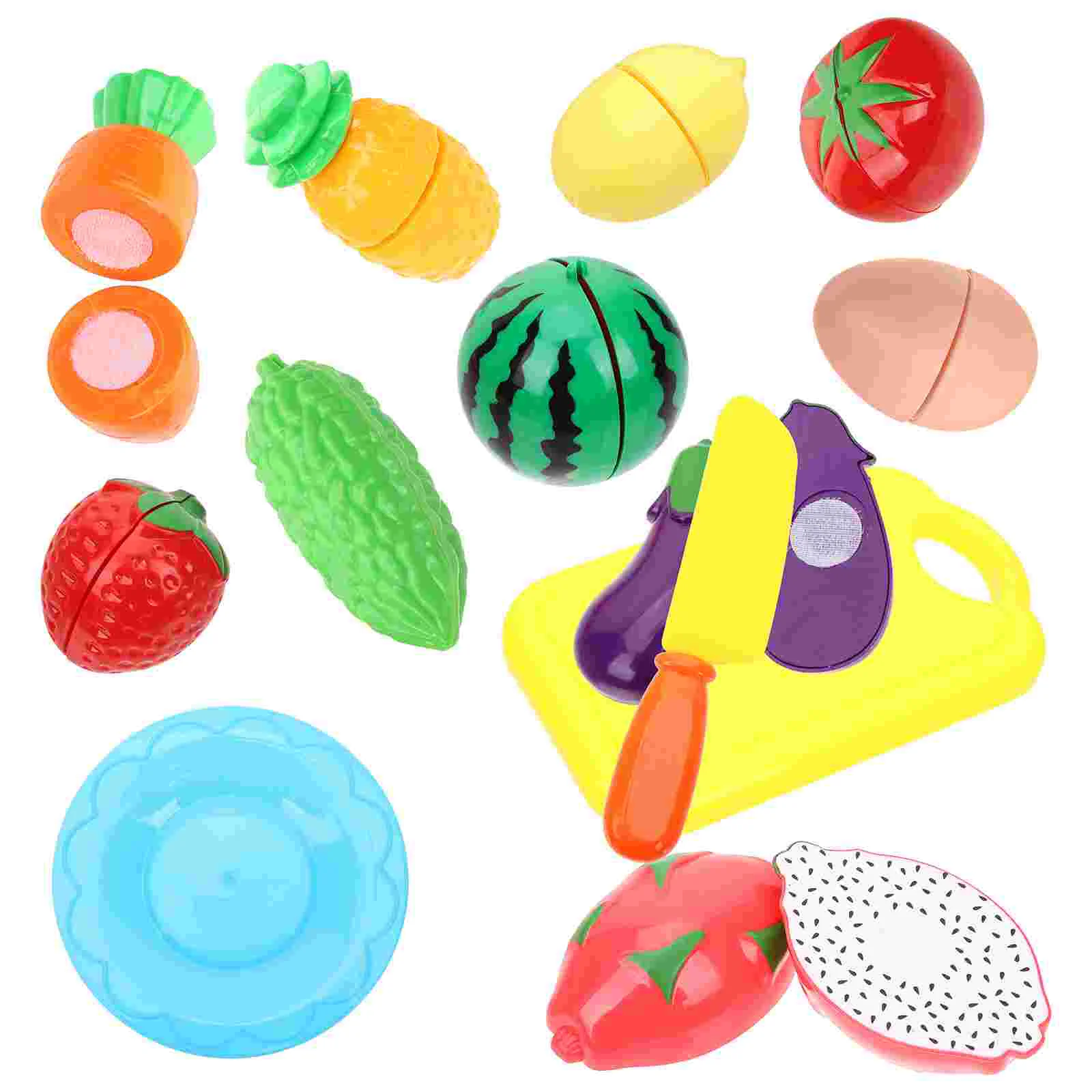 13 Pcs Puzzle Fruit Play House Toy Child Fruits and Veggies Toys for Toddlers 10x45cm Plastic Cutting Cognitive
