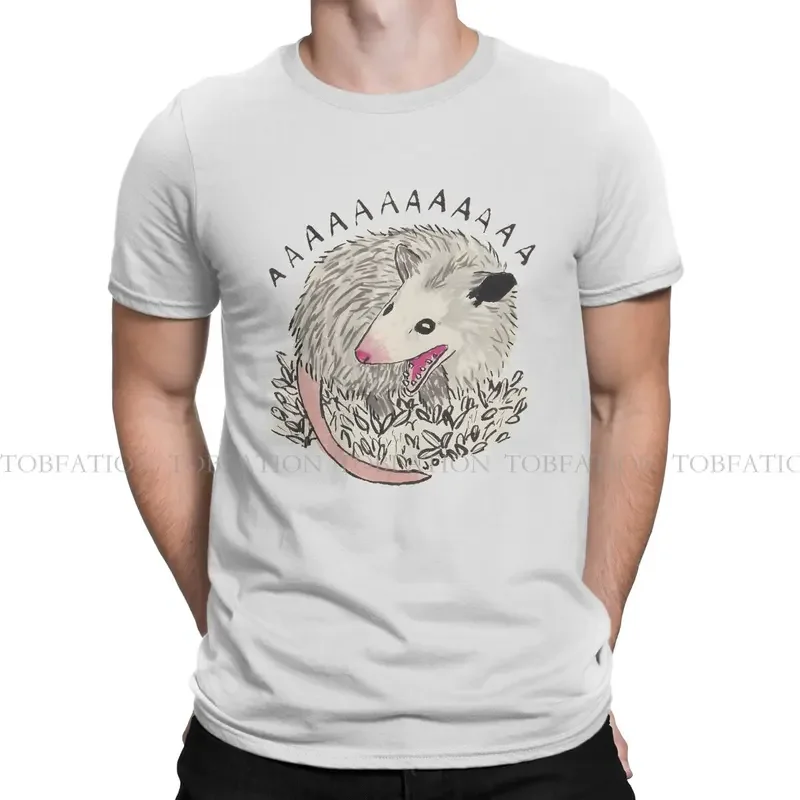 Y2K Opossum He Screams T Shirt Goth Men'S Tees Summer 100% Cotton Clothing Crewneck TShirt