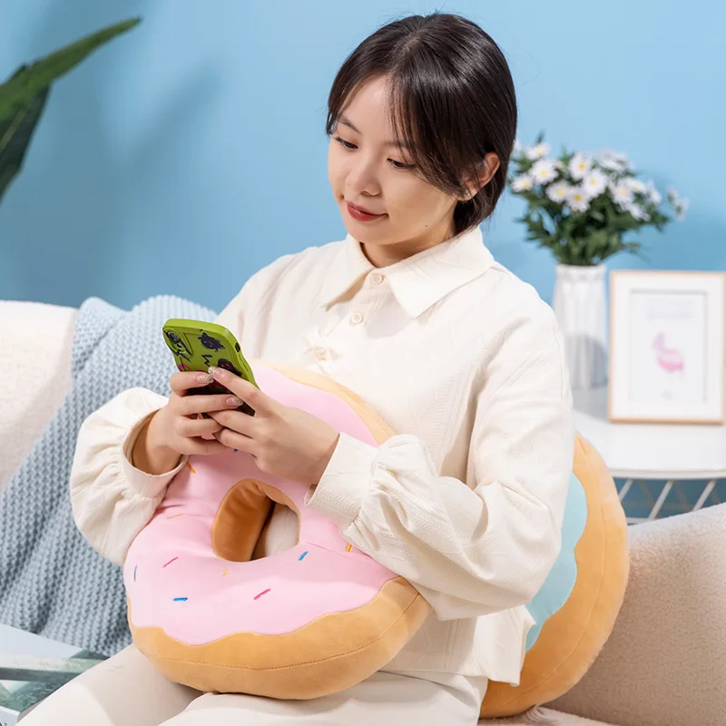 Cookie Plush Toy Office Lunch Break Waist Stuffed Plush Pillow Chair Cushion Plush Cute Simulation Chocolate Donut Pillow