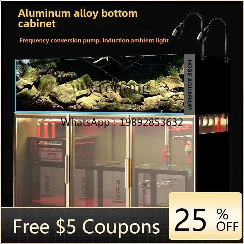 

ZC large fish tank variable frequency pump bottom filter water-free induction aluminum alloy bottom cabinet aquarium
