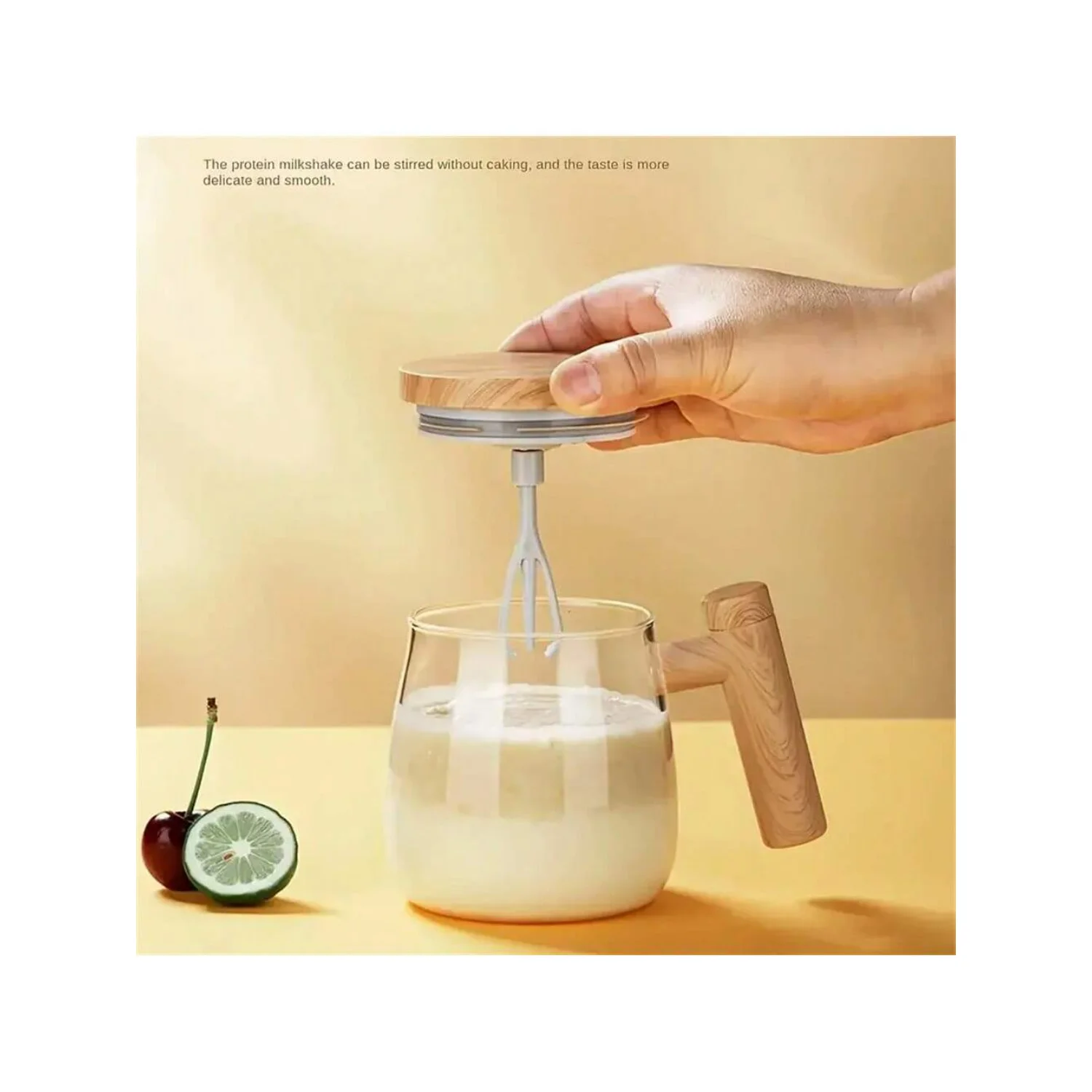 1pc 400ml Self Stirring Mug - High Borosilicate Glass  Mixing Cup For Coffee, Milk, And Protein Powder Rotating Portable F