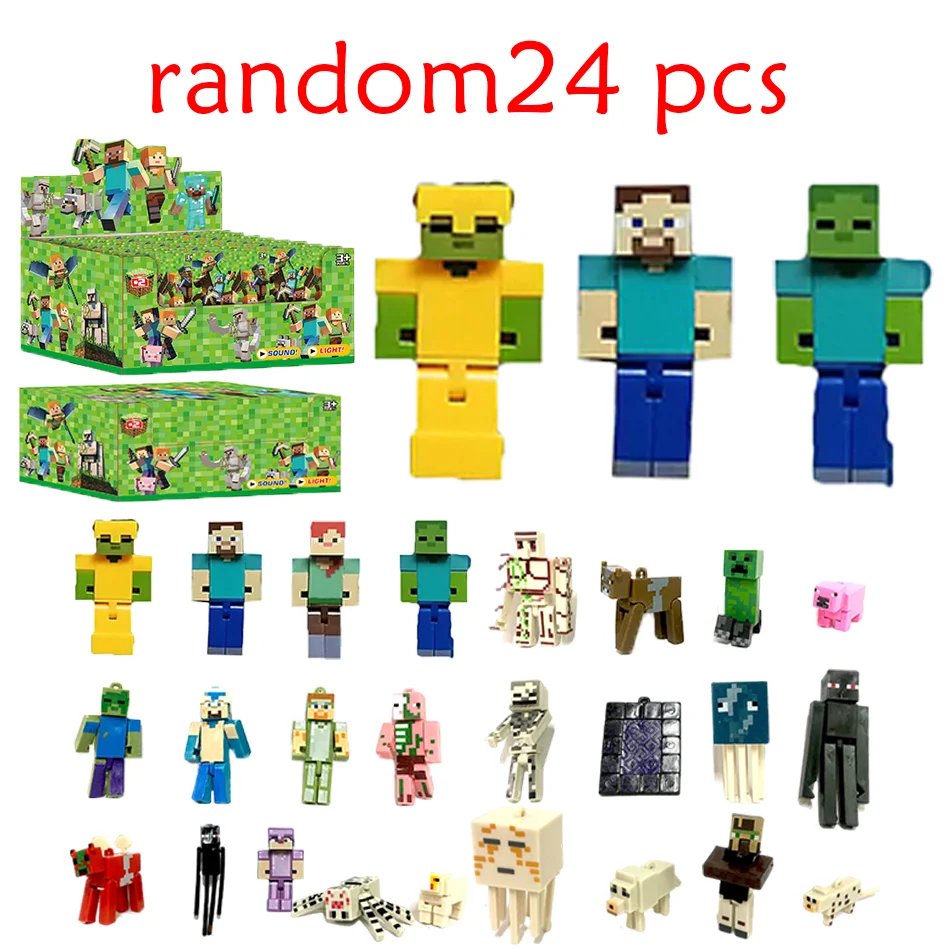 

Min-a-craft Random 1-24Pcs Blind Box Game Figures Movable Joint Block Collectible Doll Desk Ornament Trendy Holiday Gift Souveni
