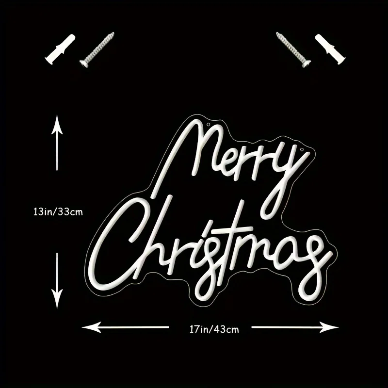 Merry Christmas Neon Sign Dimmable Cold White Neon USB Powered Wall Hanging Decor Bars Bedrooms Cafes Restaurant Decor Neon