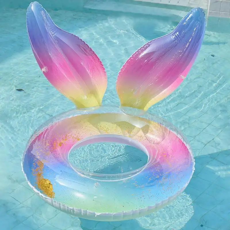 Inflatable Swimming Ring Mermaid Tail Sequin Pool Ring Floating Beach Party Toys For Adult Kids Water Play Tube Swimming Toys