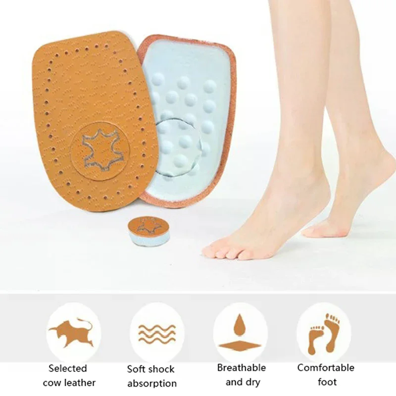 Unisex Soft Insole Heel Support  Lift Insert Shoe Pad Height Foot Cushion 2Pcs