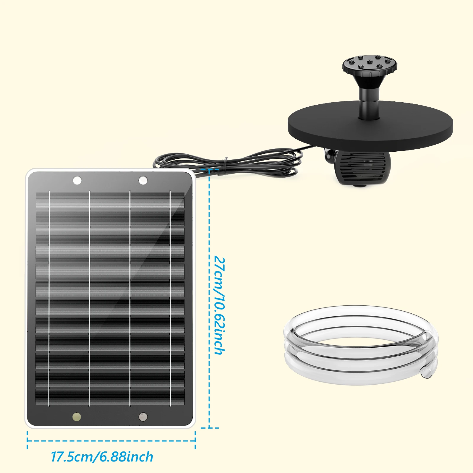 Outdoor Solar Water Fountain Pump Solar Panel Kit Multiple Spray Heads for Bird Bath Pond Garden Decoration view 3