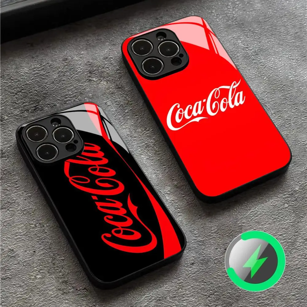 Coque de téléphone C-CocaS C-Colas pour iPhone 17 16 Air 15 14 12 13 Pro Max Mini X Air Puls, avec attraction magnétique et couvercle en verre
