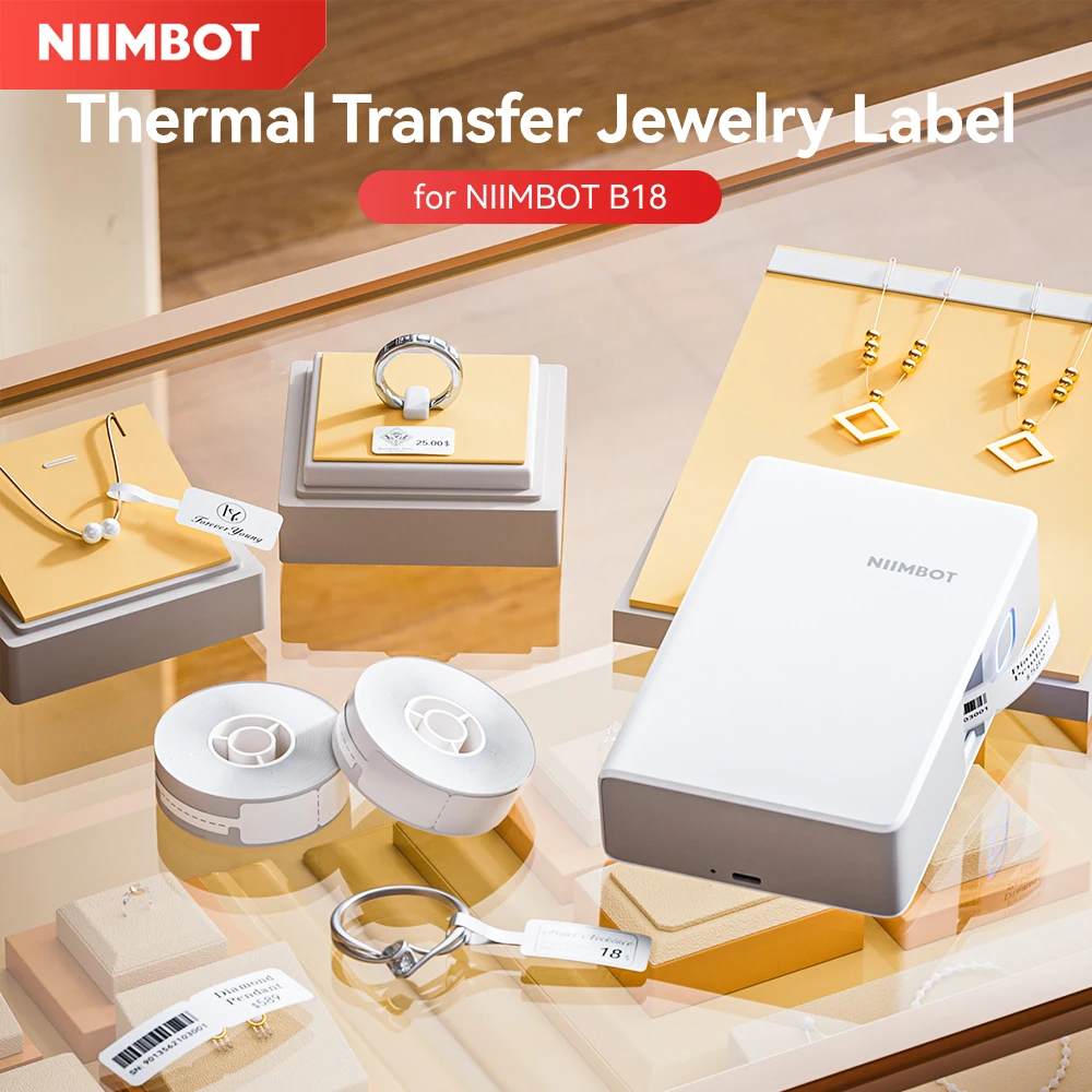 ملصقات طباعة متعددة الألوان للنقل الحراري لطابعة Niimbot B18 ملصق سعر المجوهرات والبستنة ملصق ذاتي اللصق