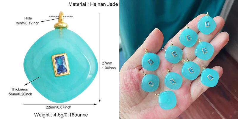 Jade Achat Amethyst Amazonit Wasser Gras Lapis Lazuli Charm Anhänger, 18K echt vergoldet Schmuck für Halskette Handwerk Herstellung S79 – Detail 12