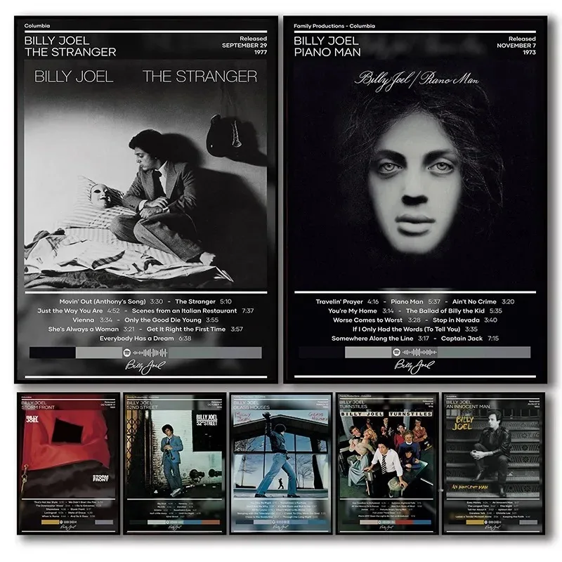 Rock Music Singer The Stranger Piano Man Album Cover Billy-Joel Poster Fans Gift Canvas Painting Picture Wall Art Living Room Ho