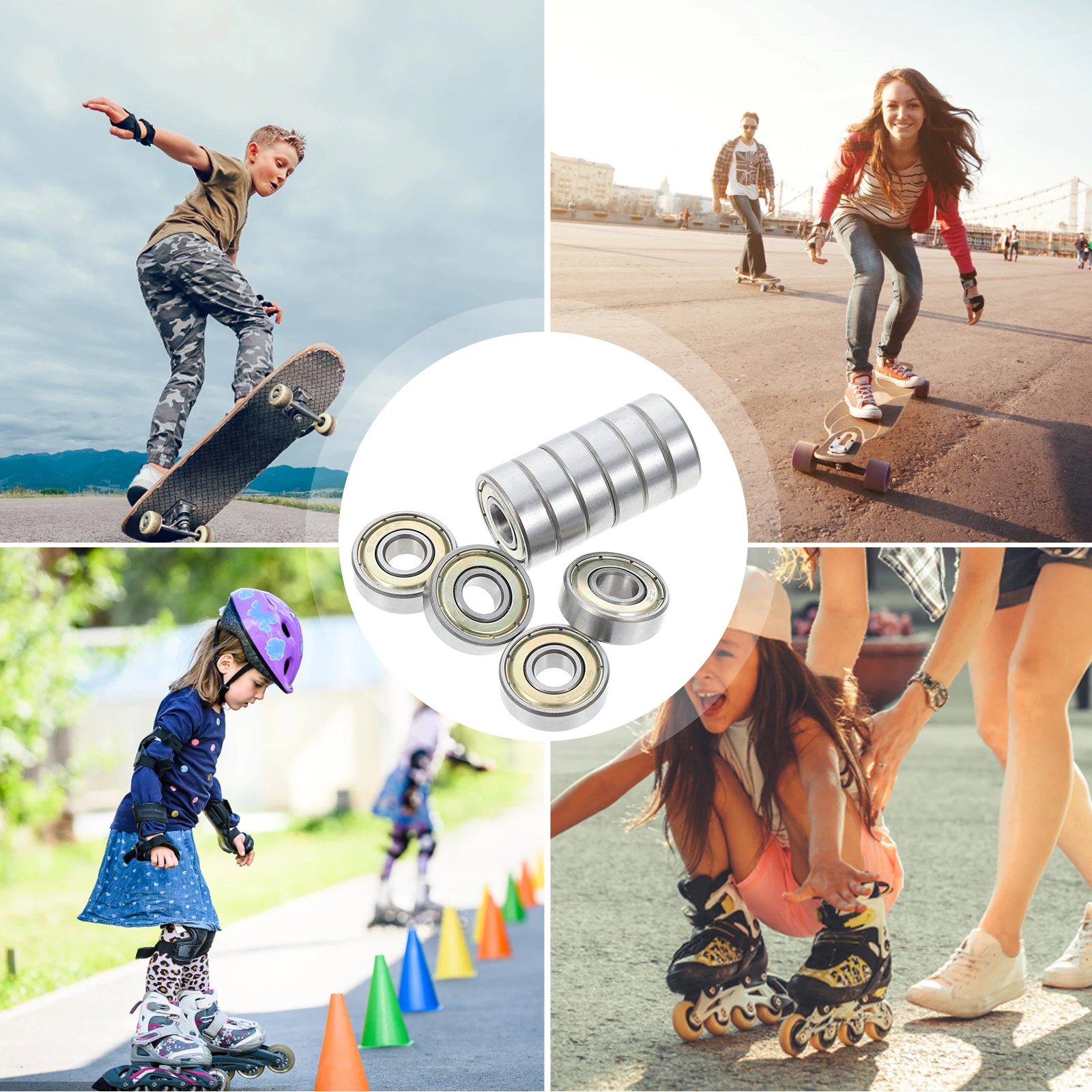 

10Pcs Carbon Steel Skateboard Bearings 608zz High Speed Durable Roller Skating Wheel Bearing Longboard Skateboard Bearing