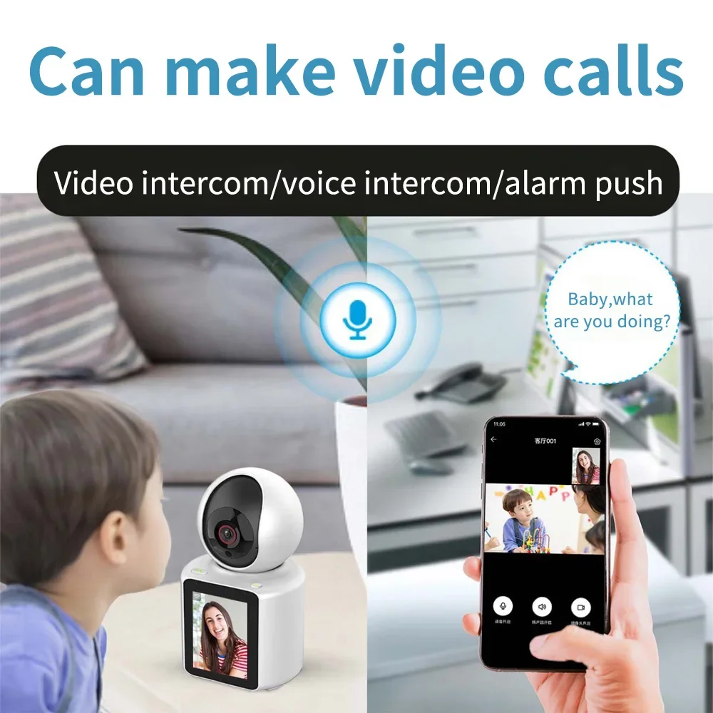 360 Degree Rotating 4MP Video Call WIFI Camera with 2.8 Inch Screen Two-Way Video Call Baby Monitor Auto Tracking Wireless PTZ I