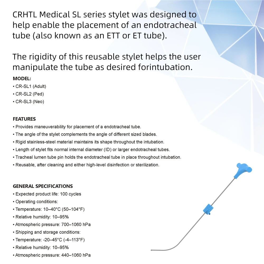 Reusable Endotracheal Tube Guide Wire, Can Be Used with Our Video Laryngoscope