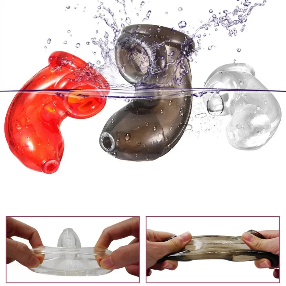 Penis Ring Ball Stretcher Cock Sleeve Semen Lock Ring Male Chastity Cage Delay Ejaculation Prevent Masturbation Rubber Testicles