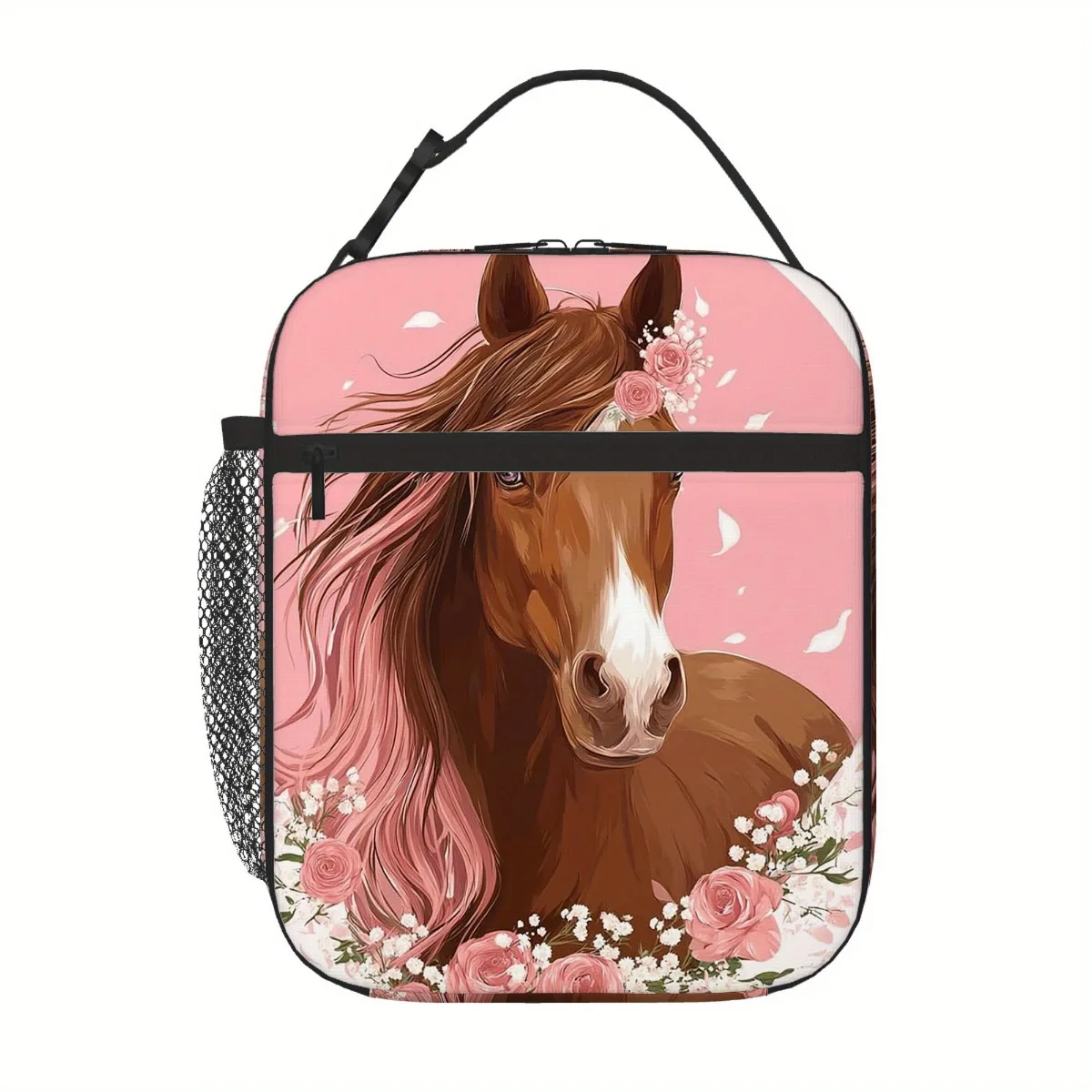 Lancheira isolada com retrato de cavalo floral para casa, escritório, lancheira de restaurante