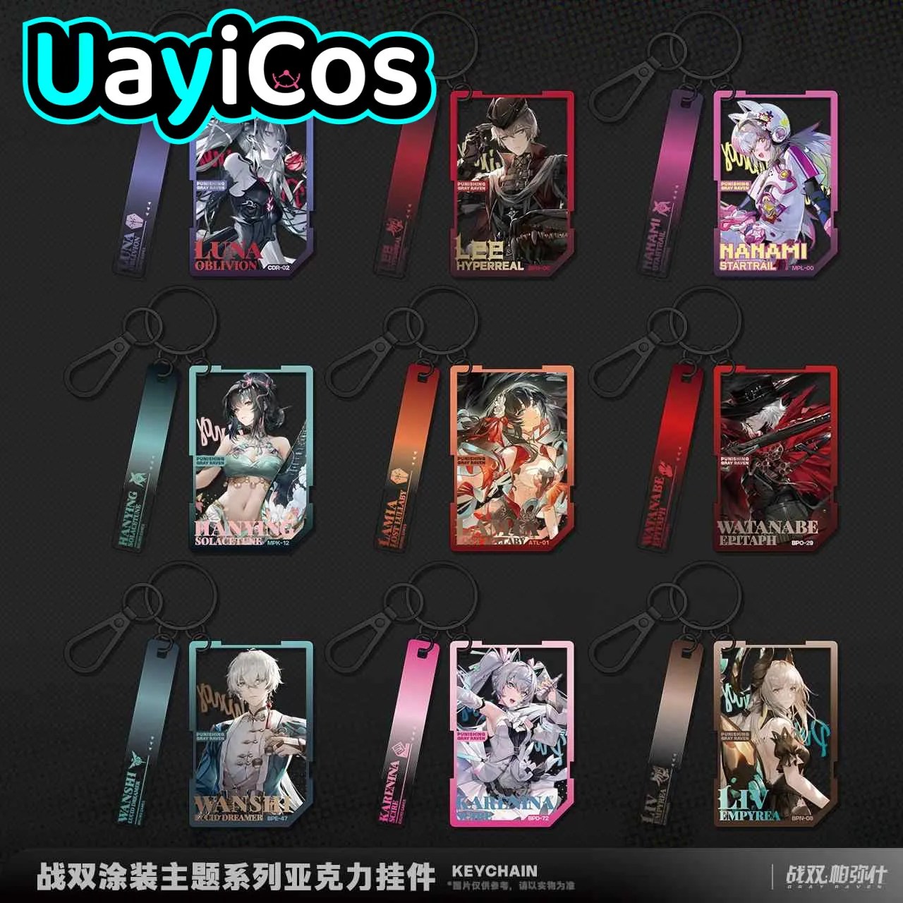 Official Original GRAY RAVEN：PUNISHING Lee Wanshi Luna Acrylic Keychain Pendant Bag Game Doll Accessories Anime Figure Toy Kids