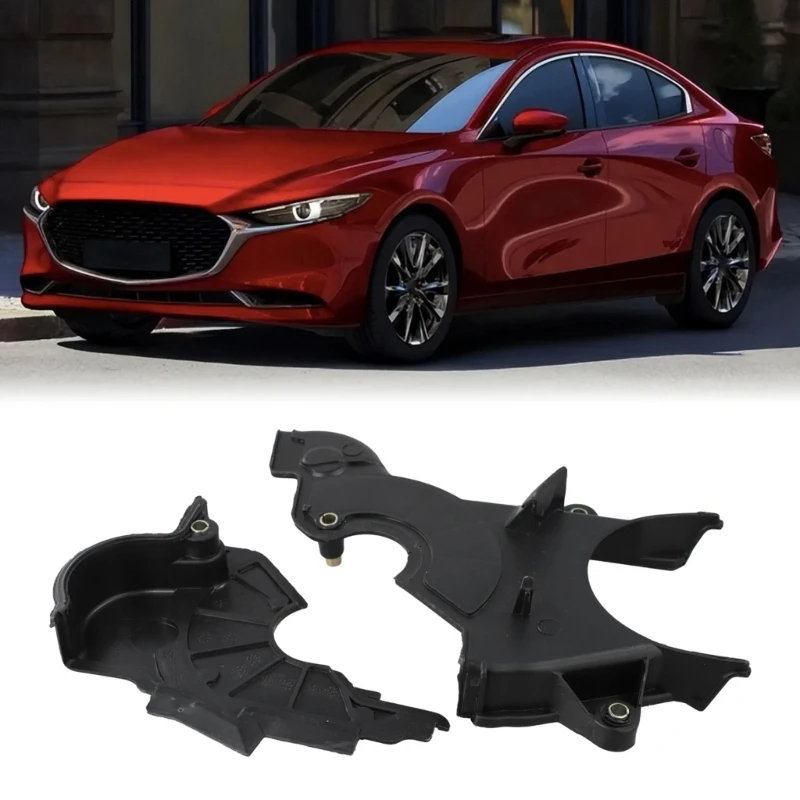 B6601050LE Black Plastic Engine Timing Cover Set for Listed 1990-2005 1.6L 1.8L Applications, Middle Lower Cover for Engine X37F