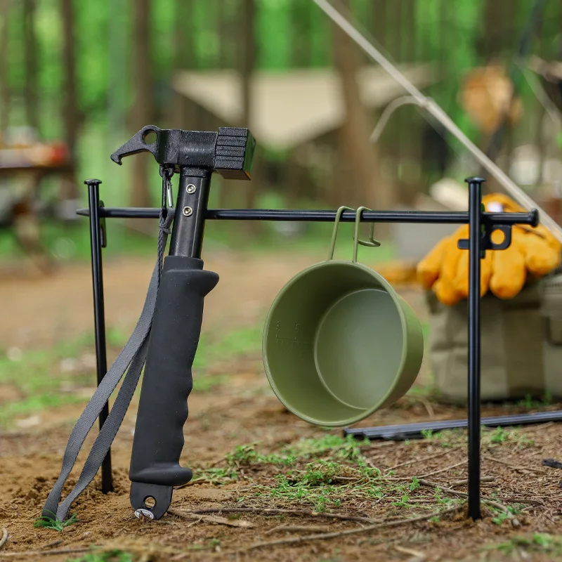 Outdoor Camping Multifunctional Iron Hammer Camping Tent Canopy Windproof Camping Nail Extractor