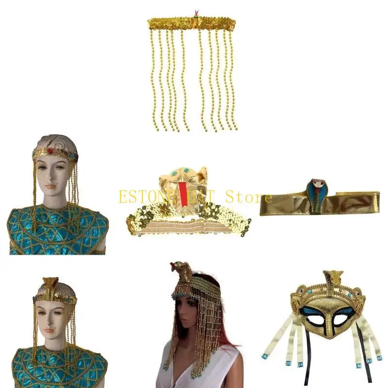 

49MF Egyptian Queen Headwear Egyptian Snake Headbands Halloween Party