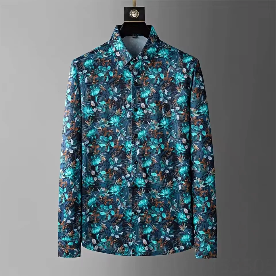 Luxury Printed Shirt Men's Long Sleeve Casual Shirt High Quality Fashion Popular Premium Korean Men's Clothing XS-6XL