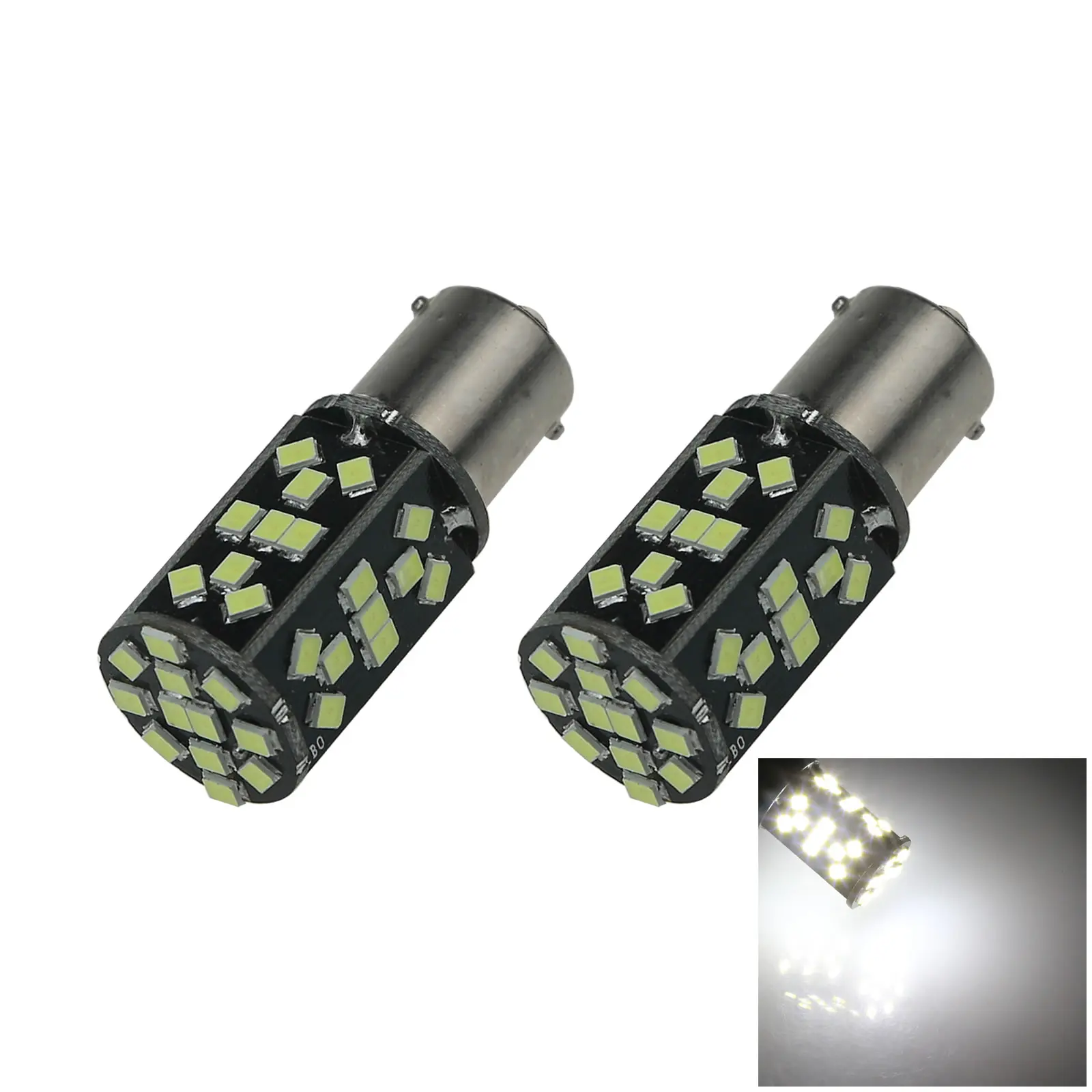 2x White Car 1156 Trailer Light Backup Blub 48 Emitters 2835 SMD LED S25 7506 D090-W