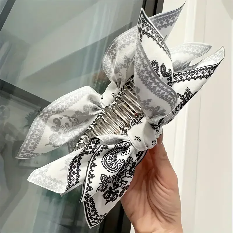 Elegant Women Bow Hair Claw Clips Double-sided Large Satin Shark Hair Claw Solid Bowknot Hairpins Barrettes Hair Accessories