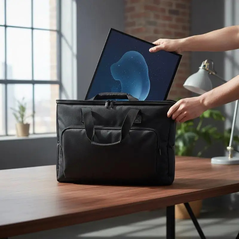 Monitor Carrying Bag Water-resistant Cushioning Foam Full Protection Case Fit 24/25/27/32 Inch Screens for Business Transport