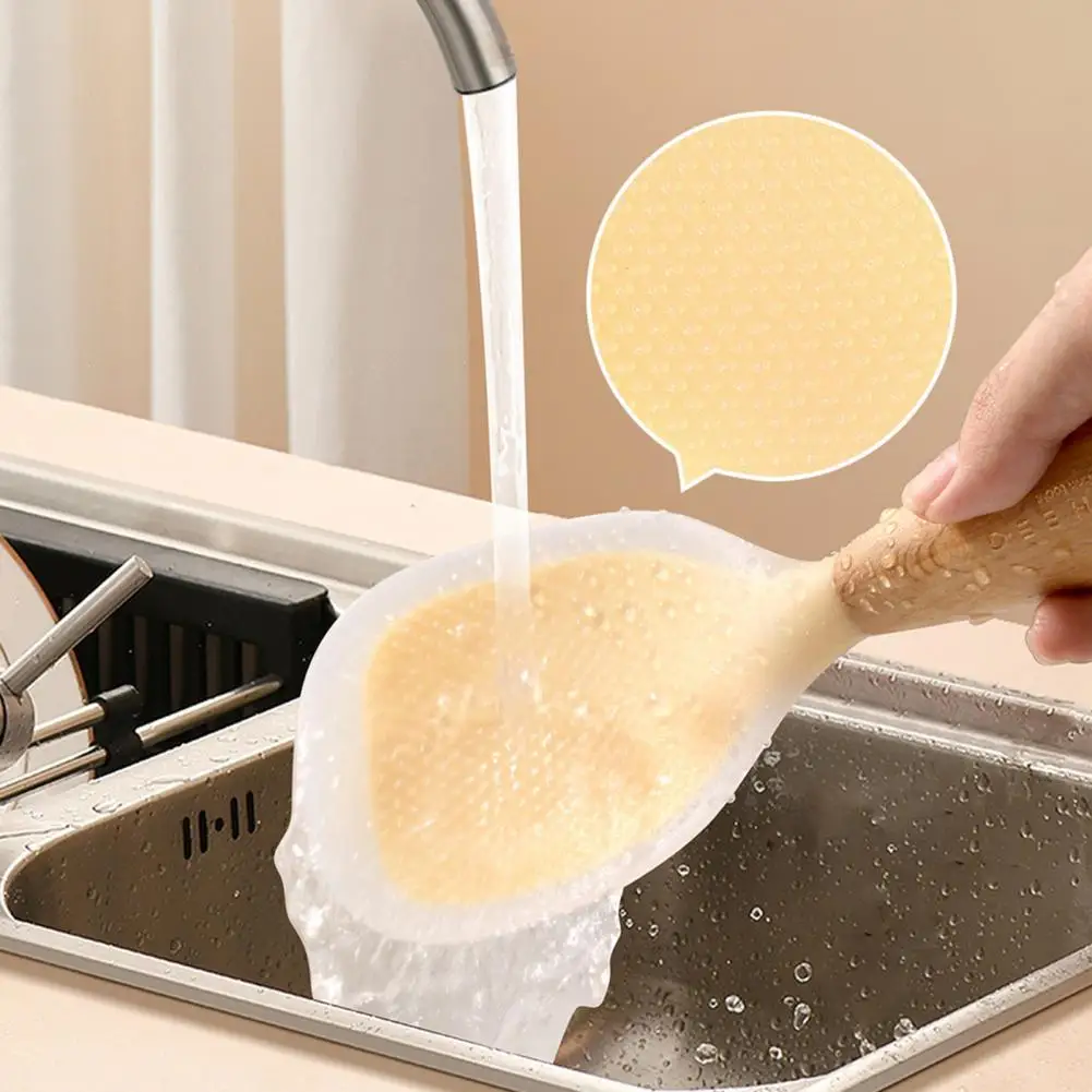 Durable Silicone Cooking Tool Silicone Rice Spoon with Standing Feature Non-stick Food Grade Serving Spatula High Temperature