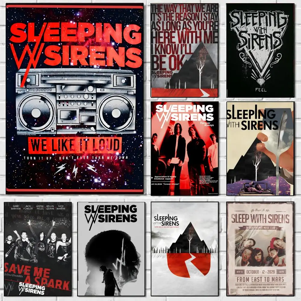 Band S-sleeping With Sirens Poster Self-adhesive Advanced Aesthetic Printing Paper Wall Art For Living Room Home Decor