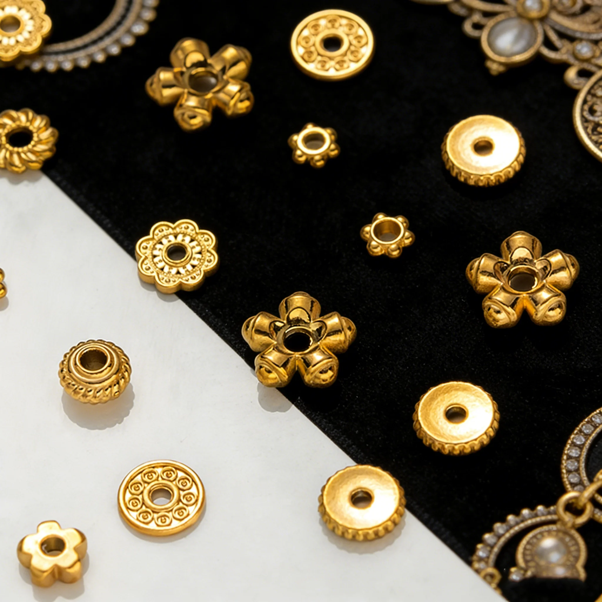 20 Stück/Lot Edelstahl Gold Runde Blumen-Abstandsperlen für DIY Handgemachte Armbänder Schmuckherstellung Zubehör Bastelbedarf – Detail 6