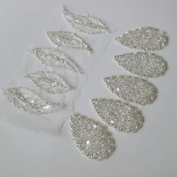 5 pz/lotto foglie fiore paillettes appliques di pizzo per abiti da sposa copricapo di cristallo da sposa accessori per forcine forniture artigianali fai da te