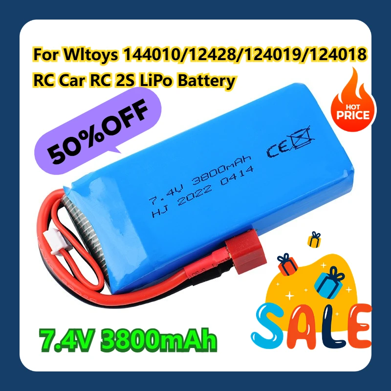 

For Wltoys 144010/12428/124019/124018 RC Car RC 2S 7.4V 3800mAh LiPo Battery