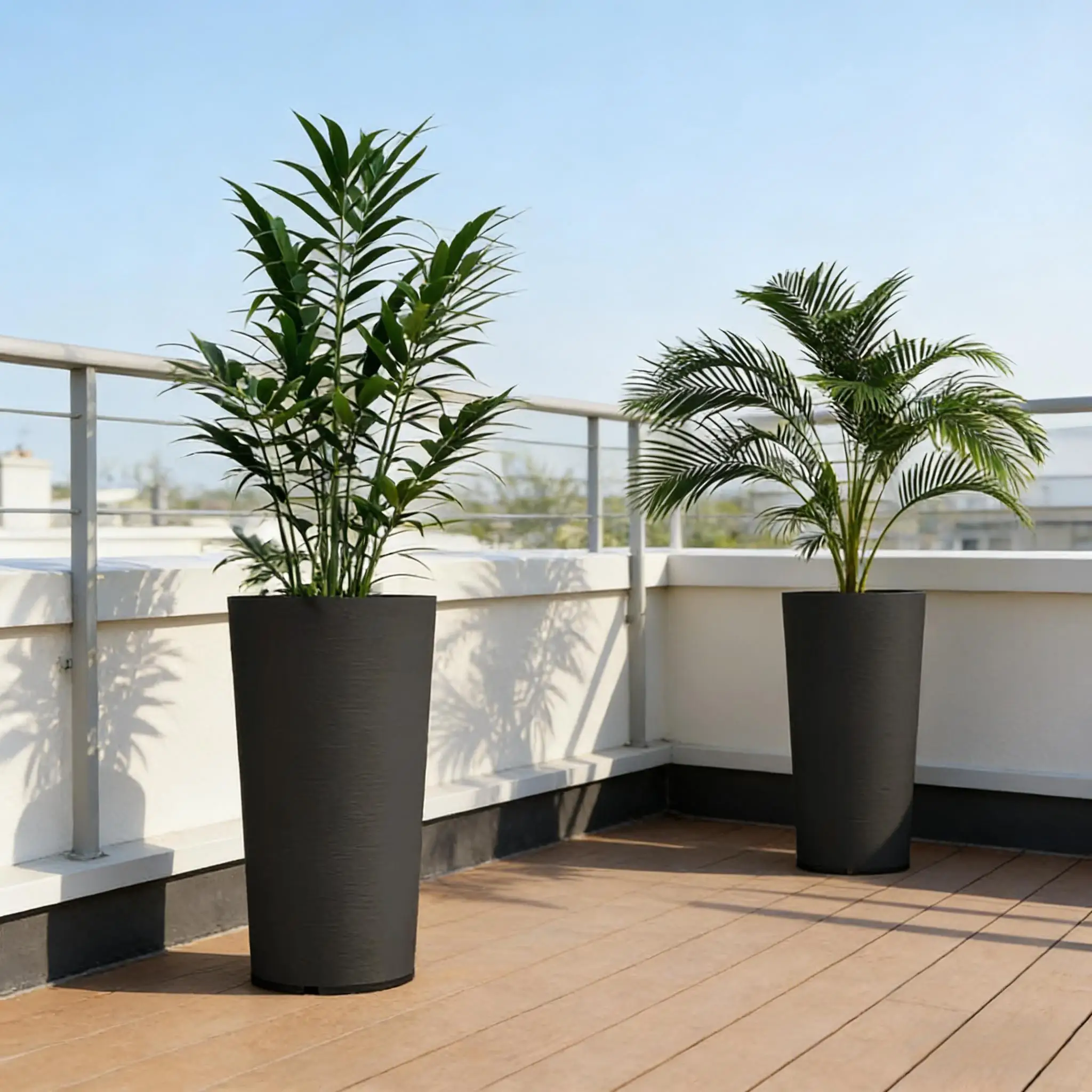 Set of 2 Flower Pots,Stackable Large Planters,High Planter