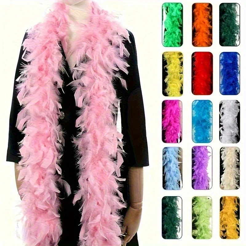 

Pink Turkey Feathers Boa 2 Meters Fluffy Chandelle Plumes Feather Boa for Party Carnival Dress Clothes Outfit Decoration