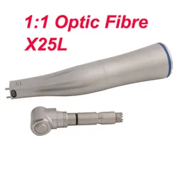 Dental 1:1 Contra Angle Head Optic Fibre Low Speed Handpiece Blue Ring X25L Handle Cartridge Shaft Push Cap