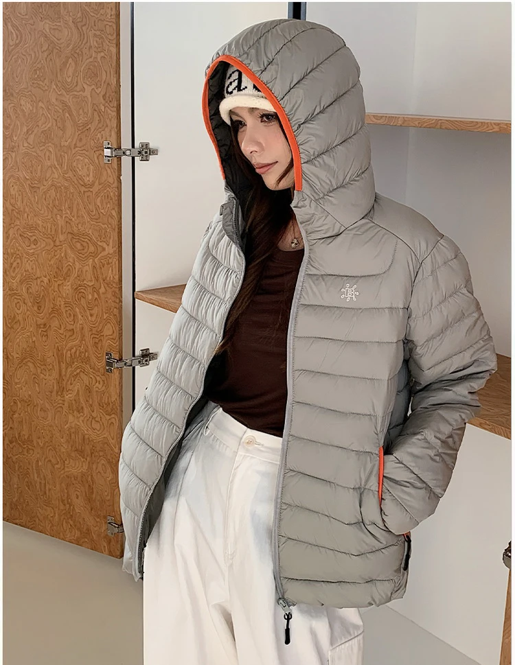 ZAROY Quilted Cotton Padded Hooded Coat Women Lightweight Puffer Windproof Warm Ski Jacket Outdoor Hiking Coat Couple куртка