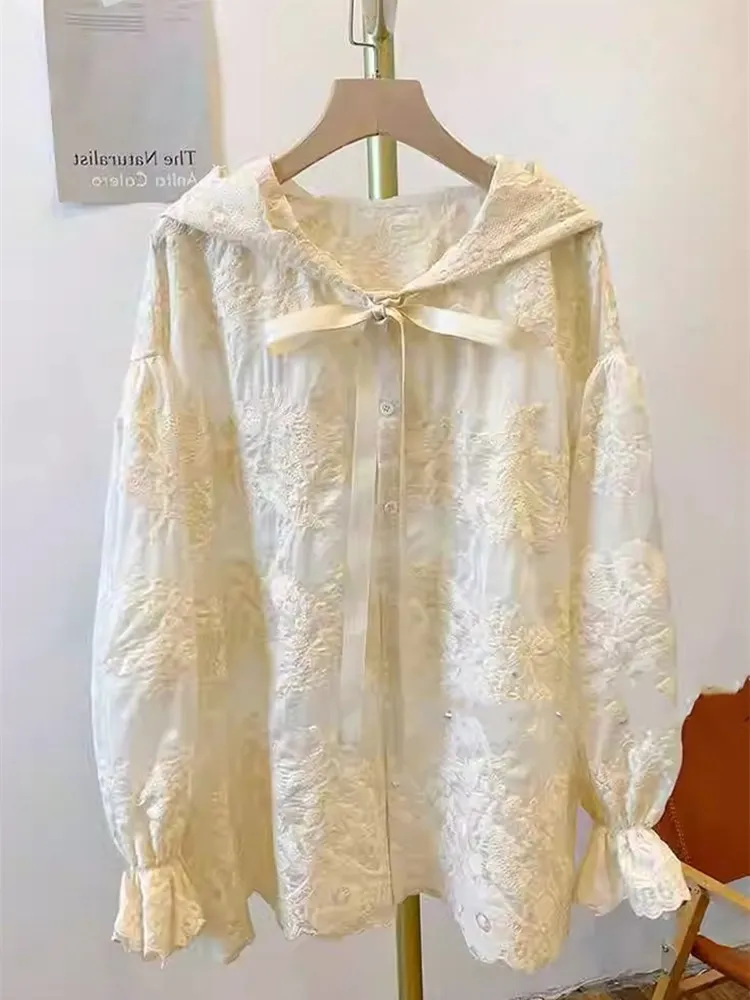 

Lace Embroidered Long Sve irt Women's Summer New Design Hollow out Sun Protection Cardigan with Hood Polyester Fiber
