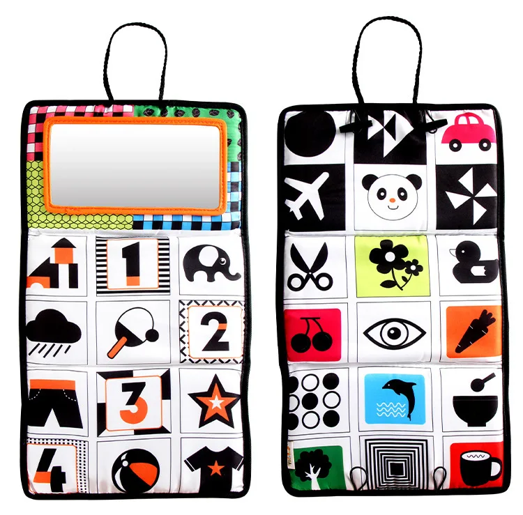 Tummy Time Floor Mirror Visually Inspire Black and White Educational Toys 0-3 Years Old Polyester Baby Mirror Newborn Gift Toy