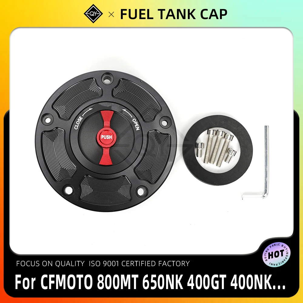 Motorcycle Accessories CNC Fuel Gas Tank Cap Cover Aluminum Keyless For CFMOTO 800MT 650NK 400GT 400NK 450NK 250NK 450SR 250SR