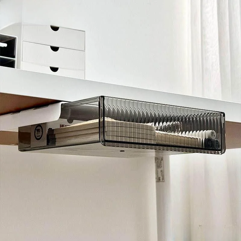 

Невидимый органайзер для ящиков, пластиковый контейнер для хранения на рабочем столе, встроенный, удлиненной прямоугольной формы, для хранения офисных принадлежностей