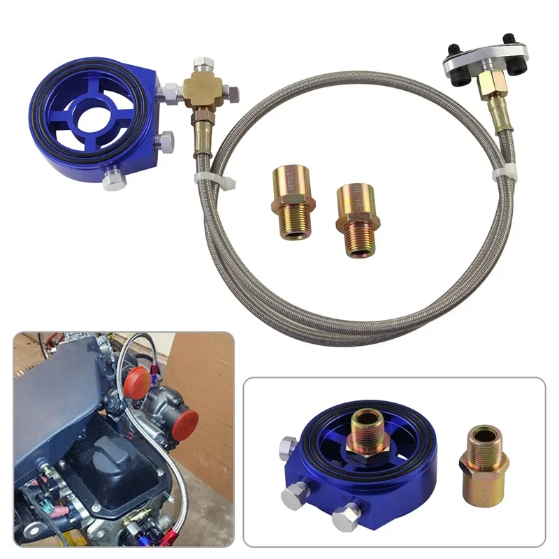 

Feed Line + Oil Sandwich Adapter Plate T3 T4 For Toyota Ford Mitsubishi Audi Opel Blue